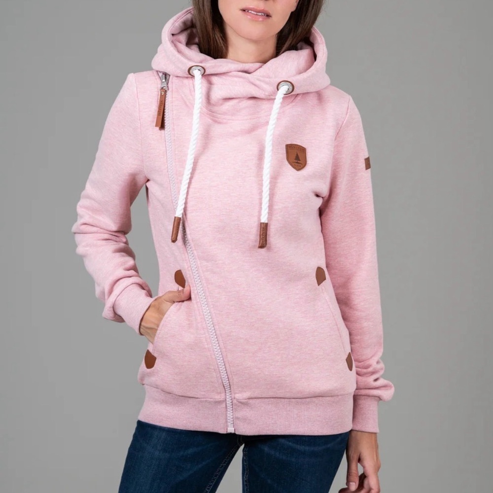 Women's Pink Hoodie with Brown Accents